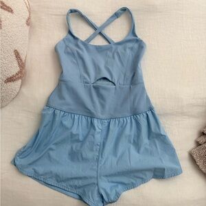 Free People Sky Blue Crisscross Mini Dress righteous runsie